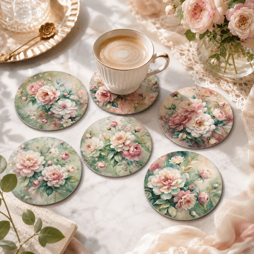 6pcs Stylish Heat-Resistant Wooden Coasters Fish Cat Dog 2D Flat Mat Non Slip Colorful Drink Coaster Holiday Parties