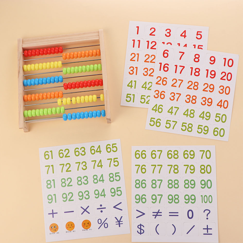 Counting Tool Calculating Beads Wooden Educational Counting Toy Wooden Colorful Beads Number Arithmetic Abacus Puzzle Toy Montessori Early Math Learning Toy Intelligence Development