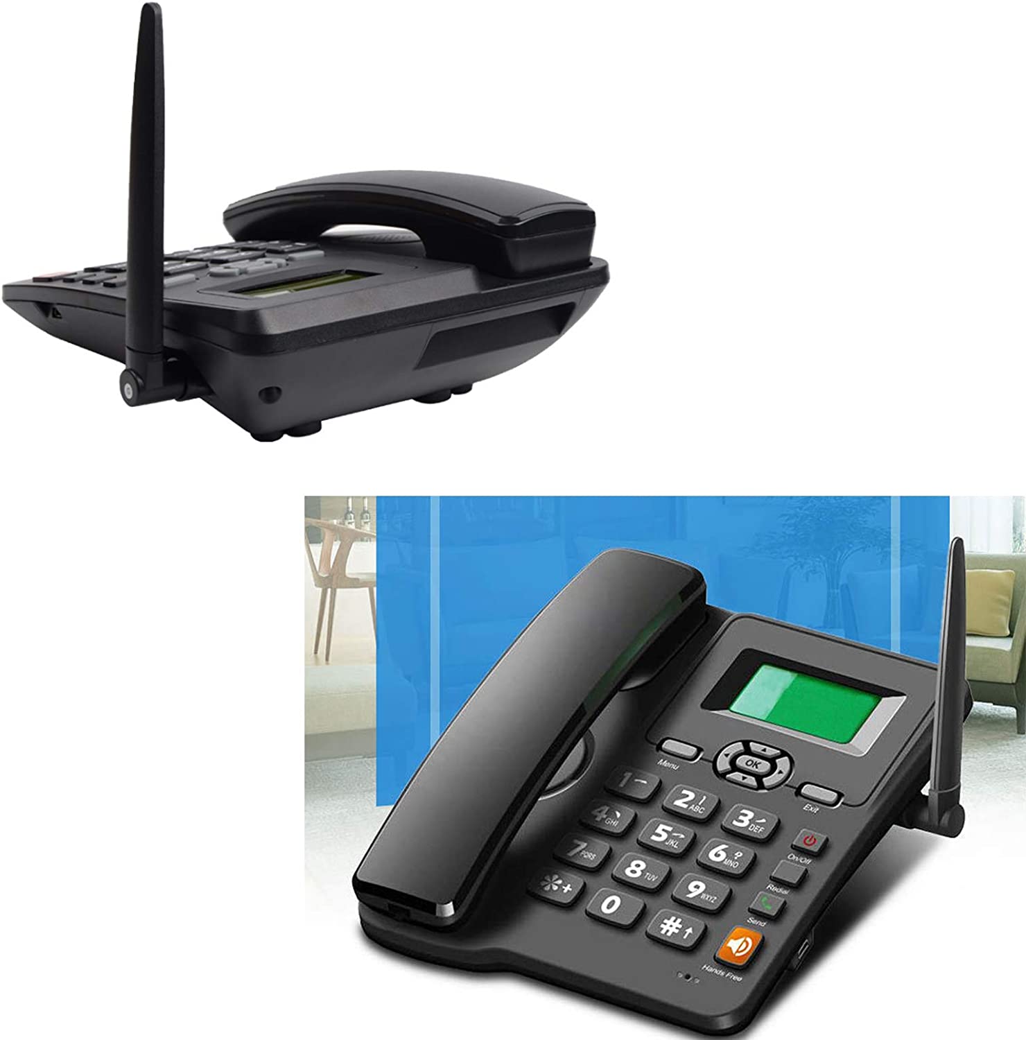 Telephone Business Desk Phone -desktop Style Phone With Sim Card Slot - Wireless Fixed Phone,hands-free Redial Function,caller Id,for Home Office Hotel,black