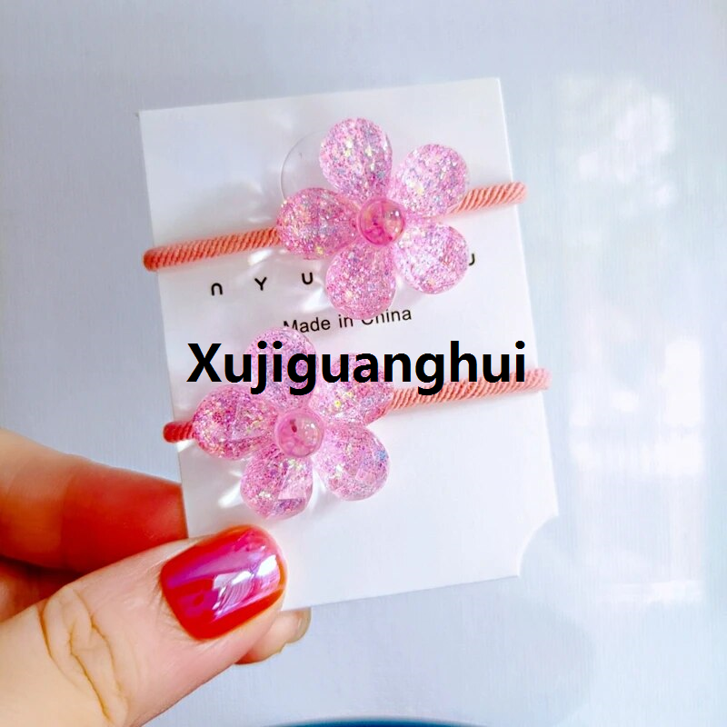 Xujiguanghui 2PCS Cute Cartoon Shiny Transparent Bear Kids Elastic Hair Bands Children Hair Ties Girls Hair Accessories Baby Headdress