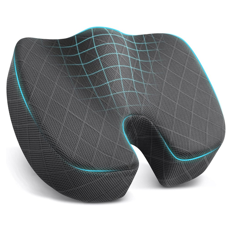 Seat Cushion - Cushion for Office Chair, Car Seat, Airplane, Bleacher - Sciatica & Coccyx Pain Relief Desk Grey Cushion Easy Install