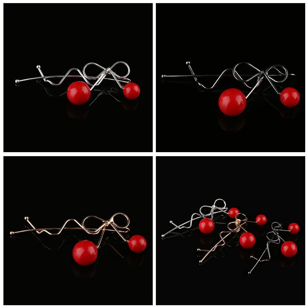 Sweet Twisted Ladies Hairpin Cherry Hair Clip Bow