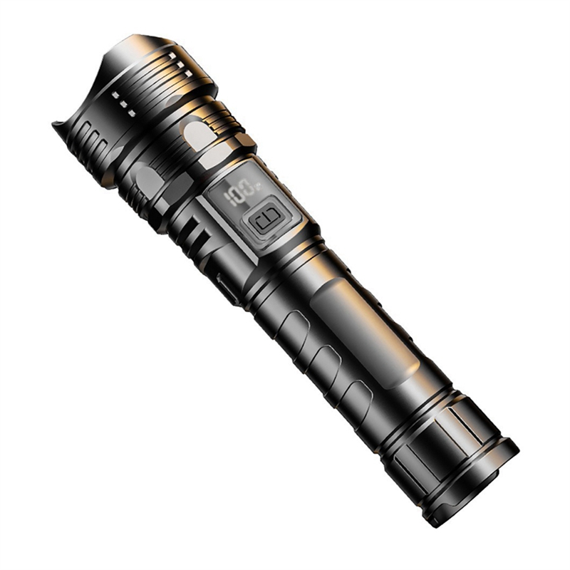 LED Flashlight Rechargeable Portable Flashlight Portable Flashlight Digital Display Outdoor Work Light Telescopic Zoom Flashlight