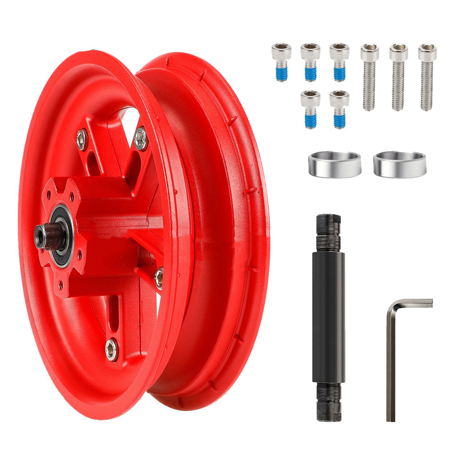 For M365/1S/MI 3/Lite 8.5Inch Electric Scooter Aluminum Alloy Rear Wheel Rims Solid Tire Scooter Red