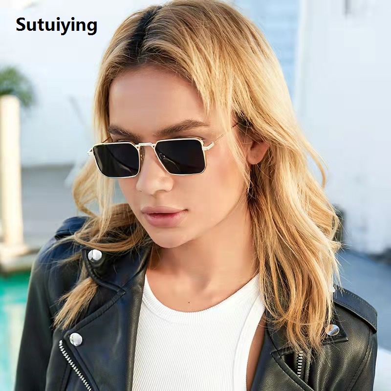 Sutuiying High Quality Rectangle Sunglasses Women Metal Frame Glasses Vintage 2025 Brand Square Sun Glasses for Men Shades Female Eyewear