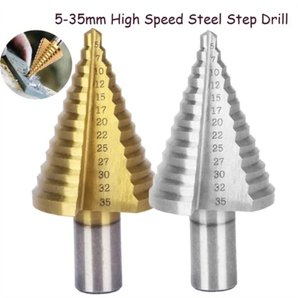 High Speed Steel Wood Metal Hole Cutter Core HSS Step Drill Straight Groove Step Titanium Coated Drill Bit