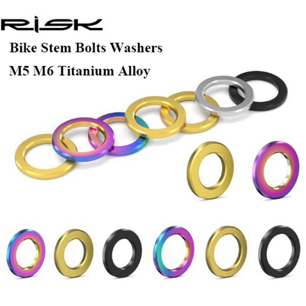 High Quality RISK Bike Bolts Washers Titanium Alloy 4 Colors MTB Road Bicycle M5 M6 Flat Ring Outdoor Cycling