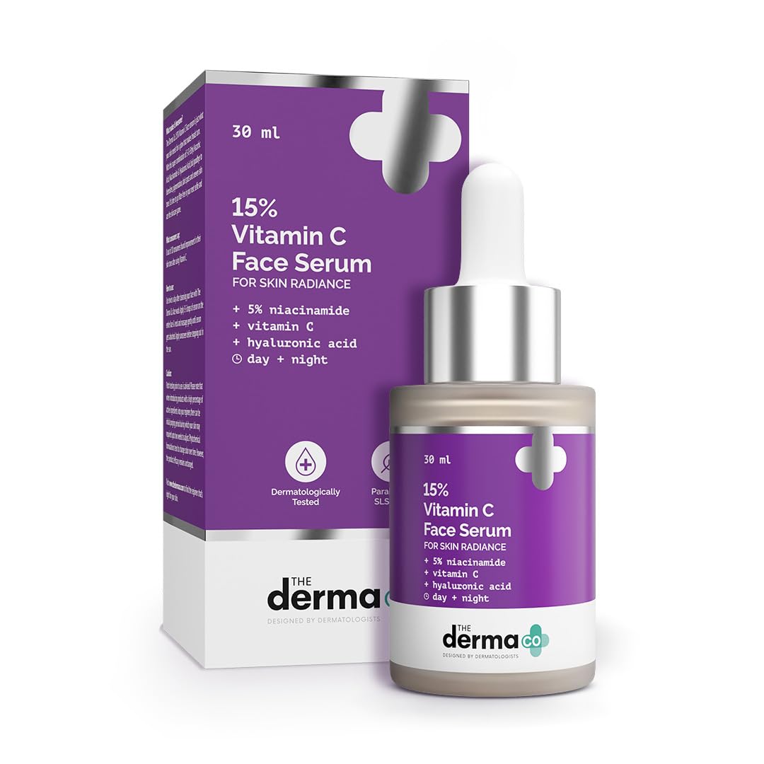 The Derma Co 15% Vitamin C Face Serum with 5% Niacinamide & Hyaluronic Acid | Reduces Dark Spots & Treats Pigmentation | 30 ml