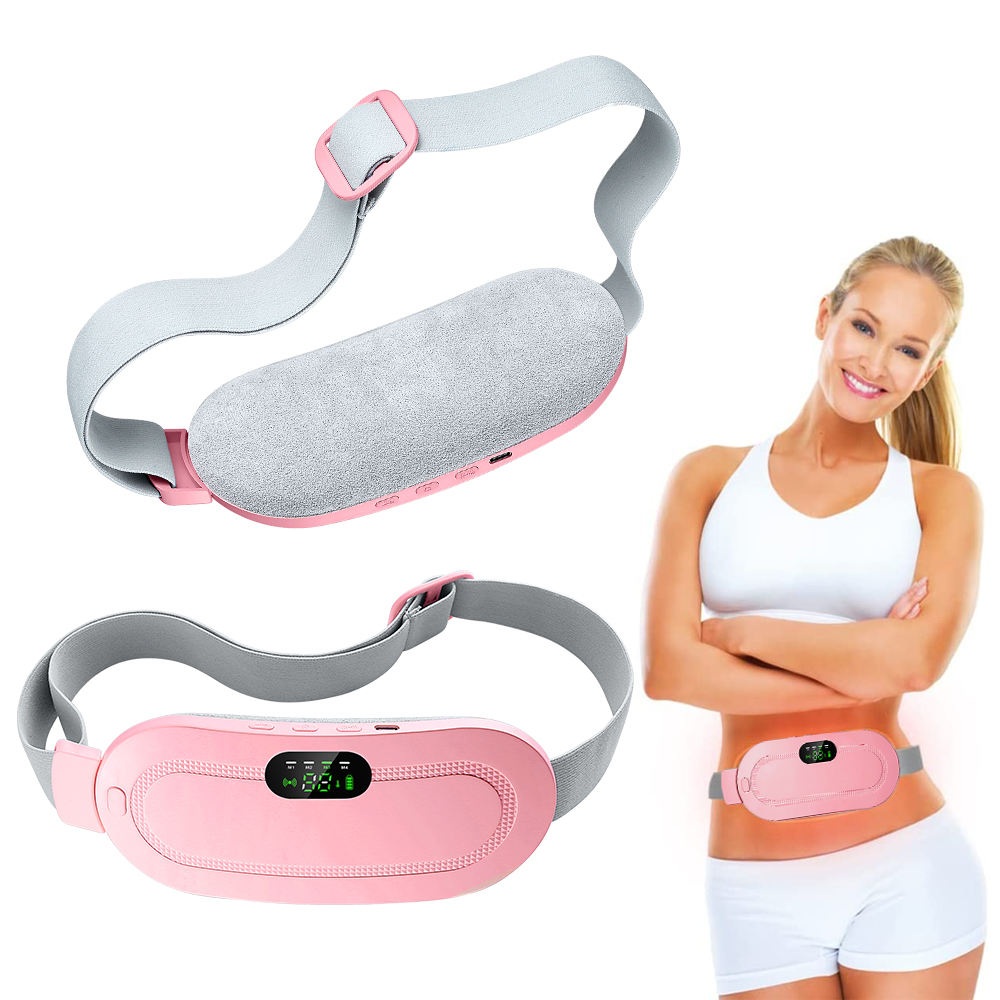 USB Rechargeable Menstrual Pain Relief Heating Belt - Electric Waist & Abdominal Warming Pad with Vibration Massage, 3 Temperature Levels - Portable Period Cramp Relief Belt for Women