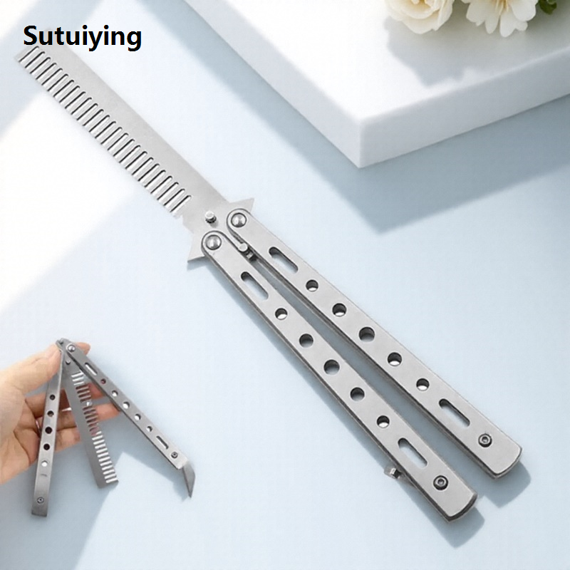 Sutuiying 1Pc Stainless Steel Folding Comb Hair Styling Tool for Sport Outdoor Hot Selling Travel Portable Compact Hair Comb for Men Women Unisex