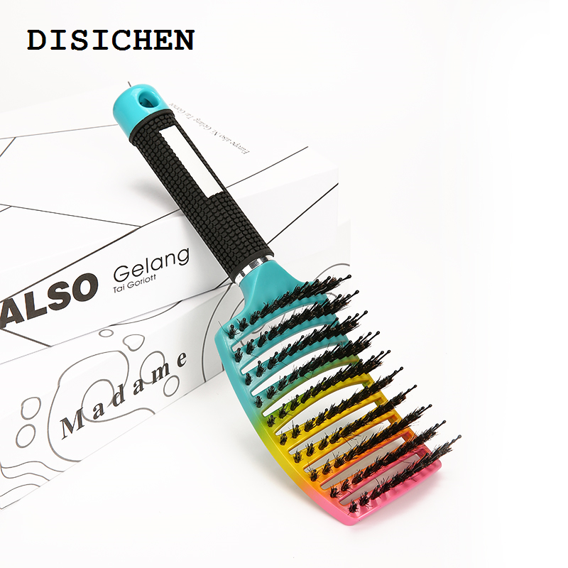 DISICHEN High Quality Magic Demelant Brush Bristle Nylon Hairbrush Wet Curly Detangle Anti-Static Hair Brush salon Professional hair styling tools