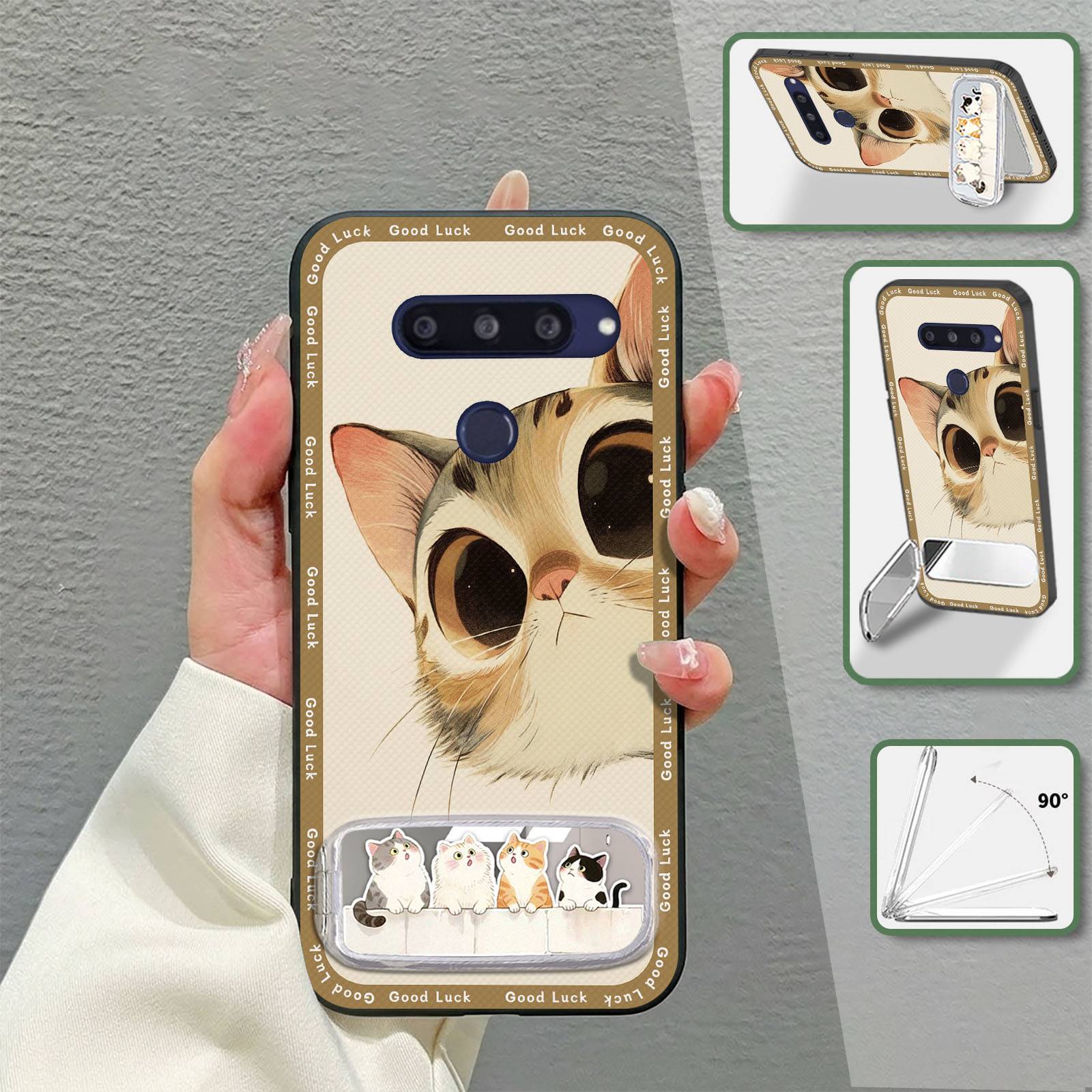 Shockproof 3D Phone Case For LG V40 Makeup Mirror Dirt-resistant Full wrap Waterproof Anti-knock Phone Pouch Kickstand