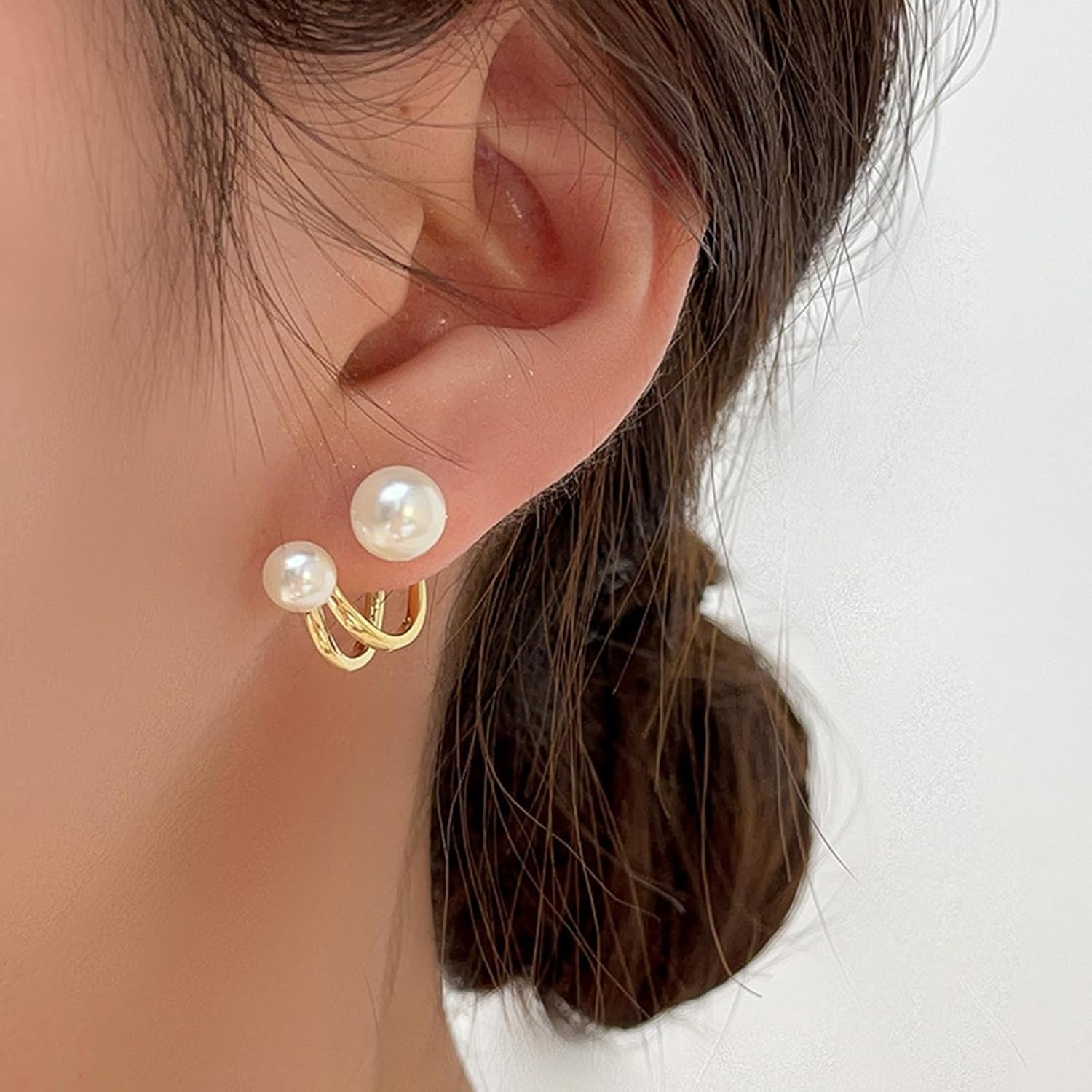 Earring For Girls Stylish Fashionable Double Hoop Single Claw Cuff Korean Earring