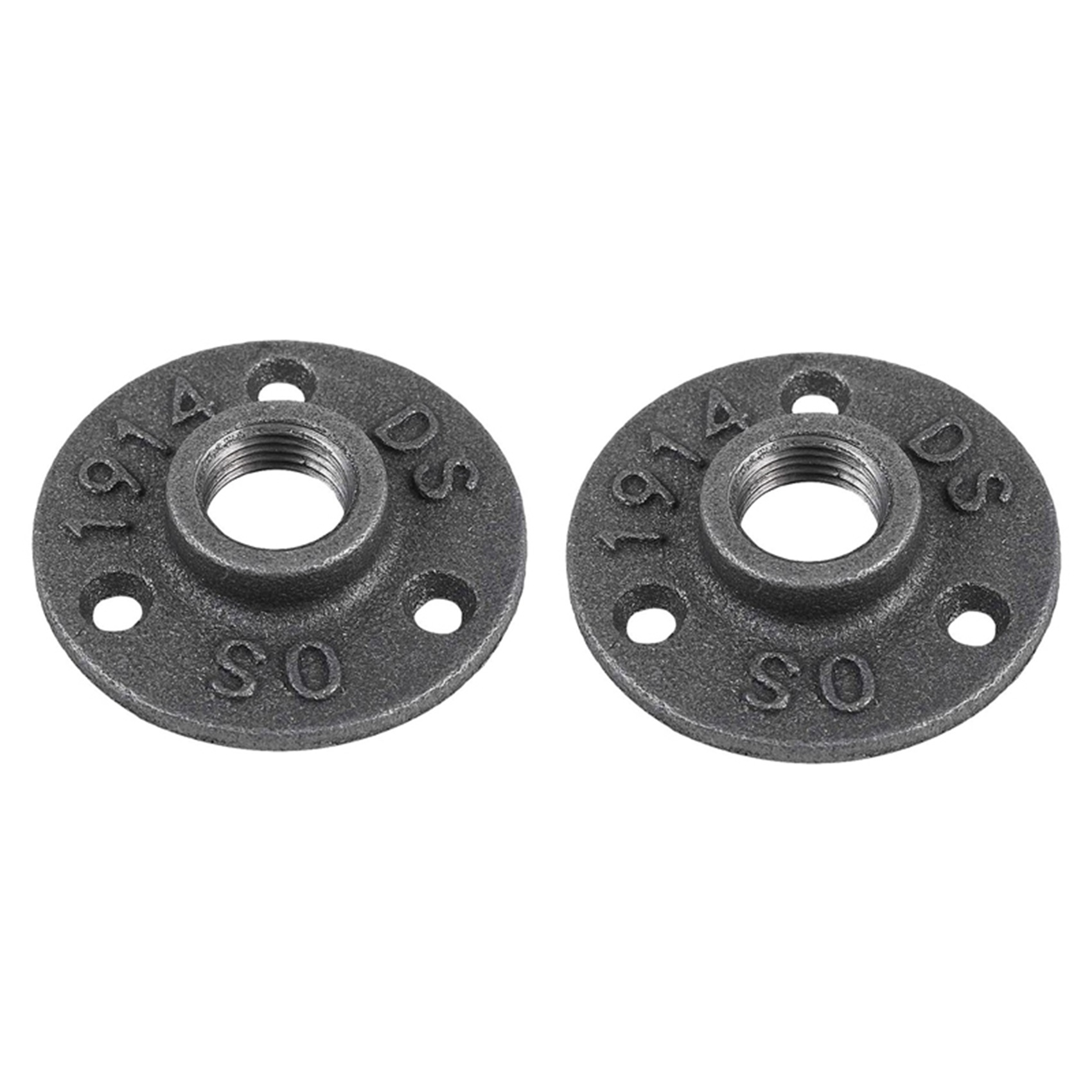 NAMUNY 4pcs 1/2 Inch Black Cast Iron Pipe Fittings Floor Flange Threaded
