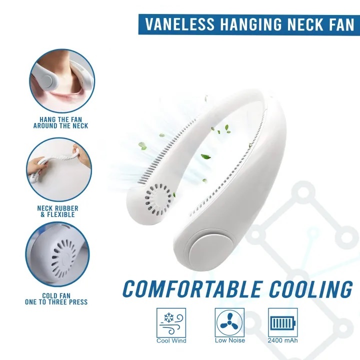 Portable Vaneless Hanging USB Rechargeable Neck Fan Coolfan