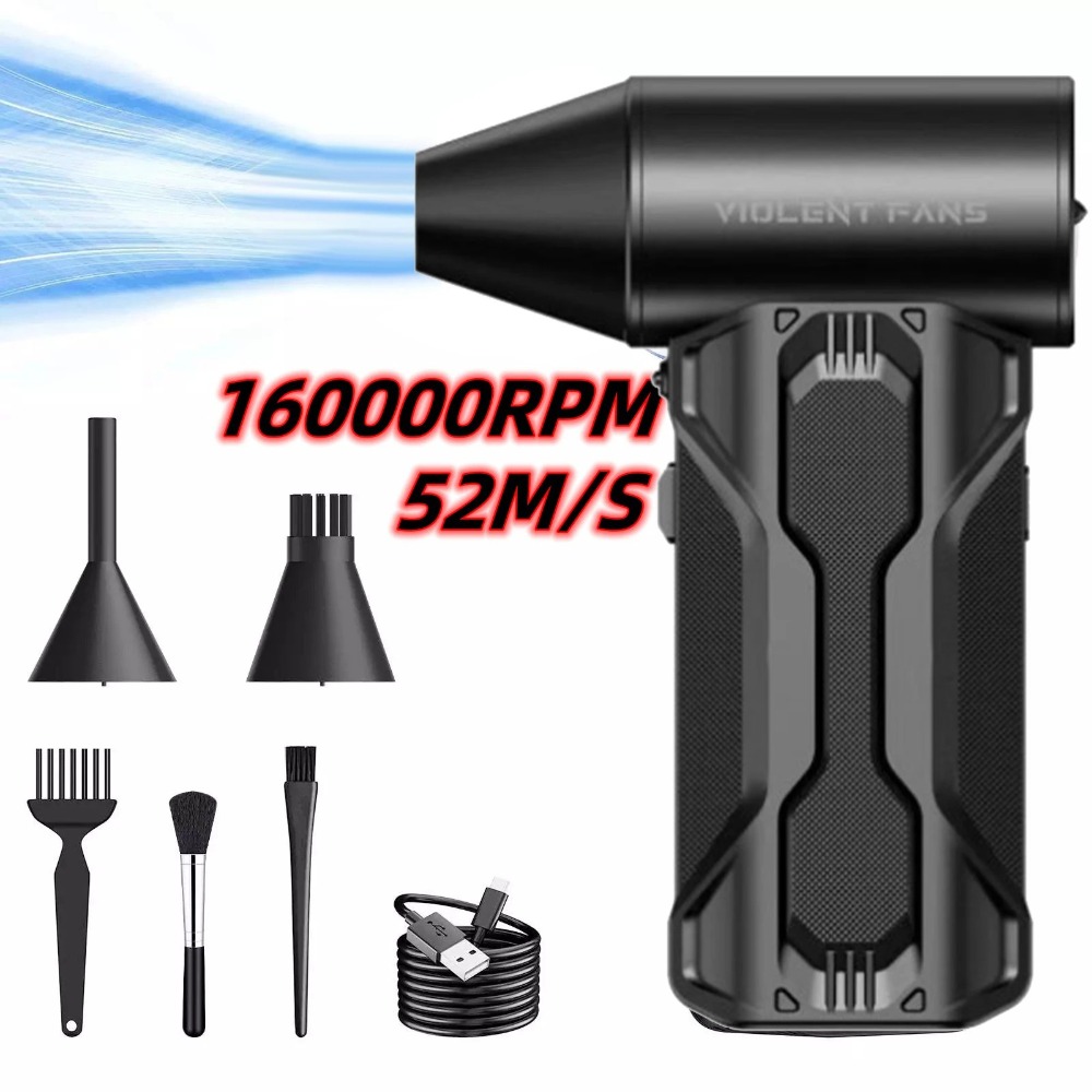 Hand Held Wind Speed 52m/s 160000RPM Turbofan Dust Removal Powerful Snow Whiz LED Turbo Blower Dust Blower Turbo Fan Car Cleaning