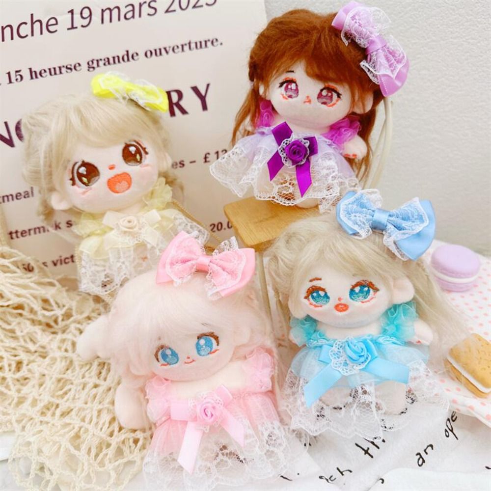 High Quality 10Styles Doll Clothes Dress Cute with Bow Headwear Mini Clothes Overall Suit 10cm Cotton Doll