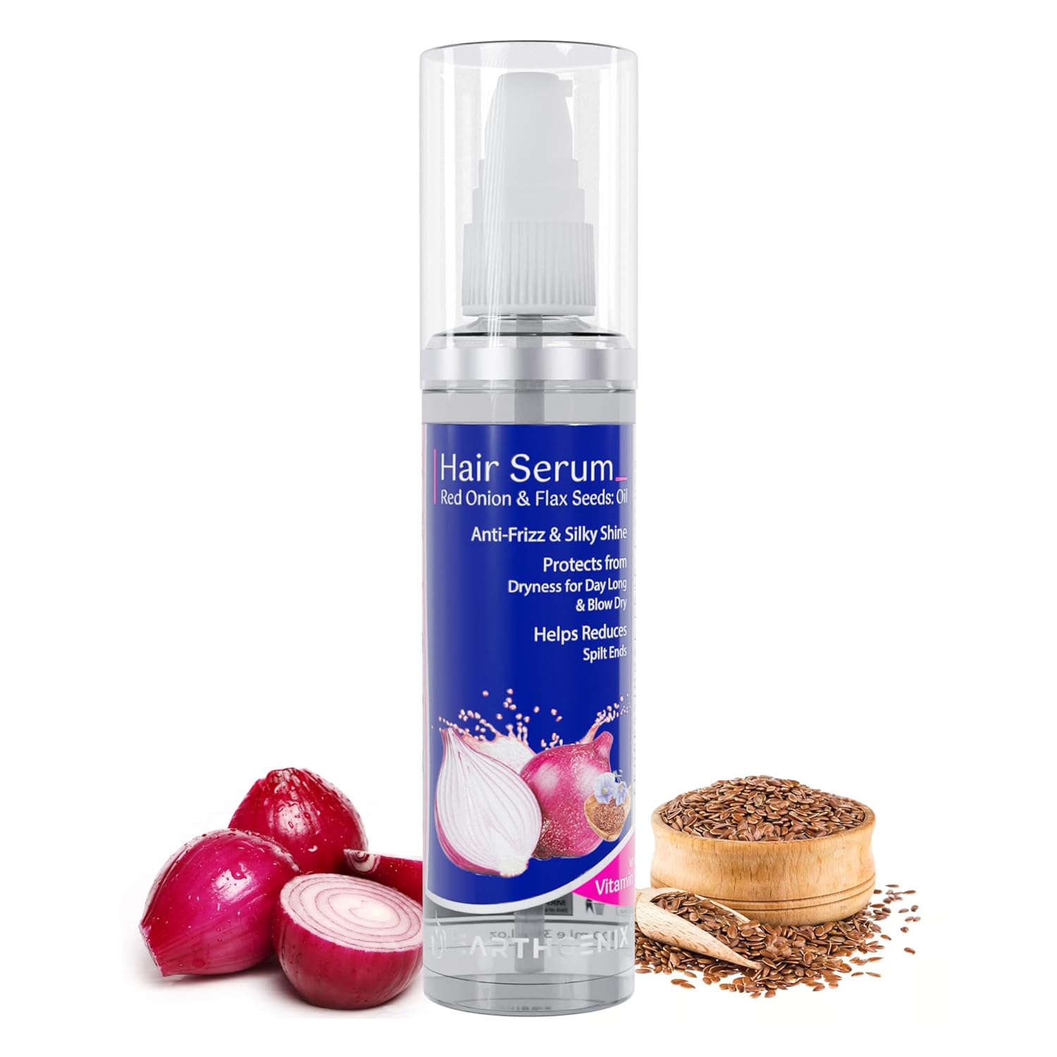 Crystal Hair Serum 50ml with Red Onion & Flax Seeds Oil | Vitamin E Hair Serum for Smooth, Frizz Control & Shine | For Men & Women