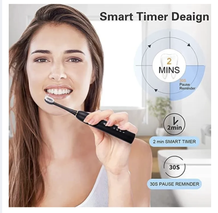 Rechargeable Electric Toothbrush with 3 Brush Heads