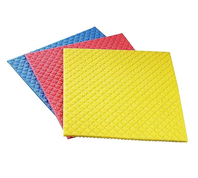 Sagun Highly Absorbent Cellulose and Cotton Sponge Wipes for Kitchen | Multipurpose, Washable, Reusable, Cleaning Wipes - Pack of 3 Pieces