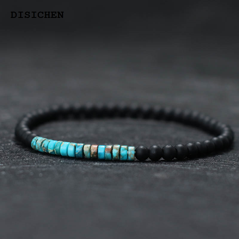 DISICHEN Luxury New Minimalist 4mm Bead Bracelet Unisex Emperor Onyx Small Stone Braclet Meditation Yoga Strand Braslet Couple Brazalete Pulsera