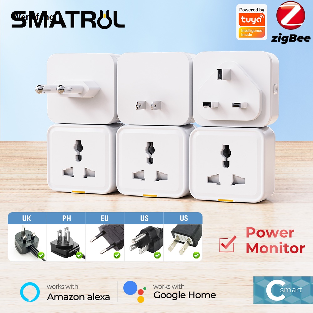 Wenefang Tuya Zigbee Smart Home Universal Plug Socket Power Monitor 2025 16A Timer App Voice Works With Alexa Google Home