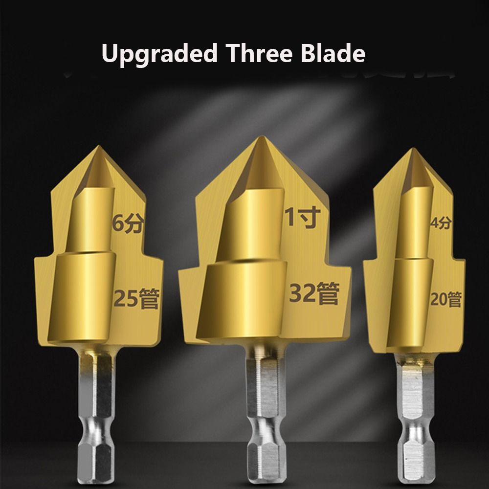 Leak repair Upgraded Lifting Pipe Reaming Drill Bits Hexagonal Handle Three Blade Water Pipe Fitting Reamer PPR Powerful Conduit Reamer Water and Electricity Maintenance