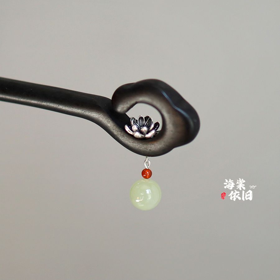 Original [ Clear Water Lotus ] New Chinese Style Black Ebony Hairpin for Daily Versatile High-End Feel Cheongsam Ancient Style Women