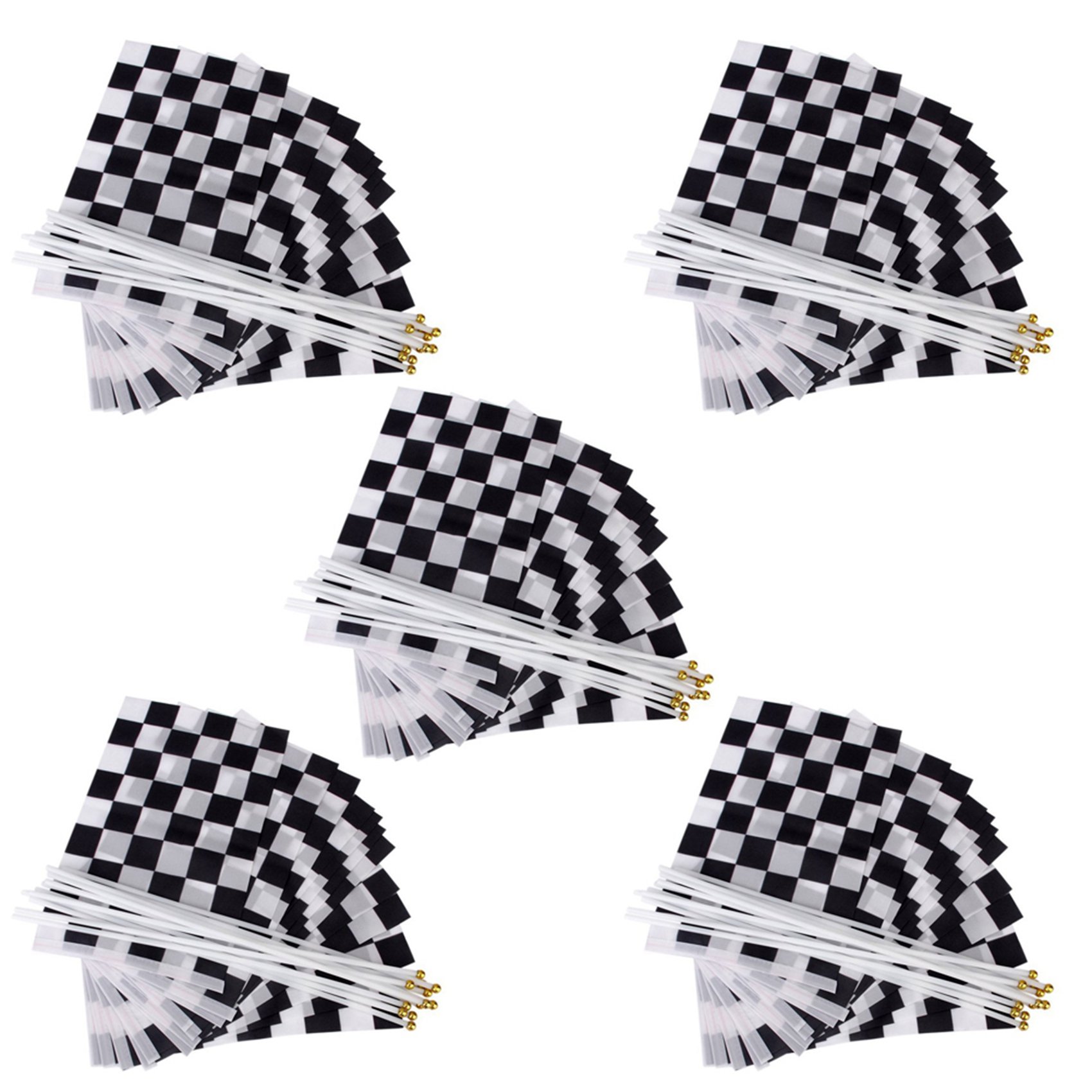ZOROOM 60 Pcs. Fluted Banner Hand Waving Flags (Black + White)