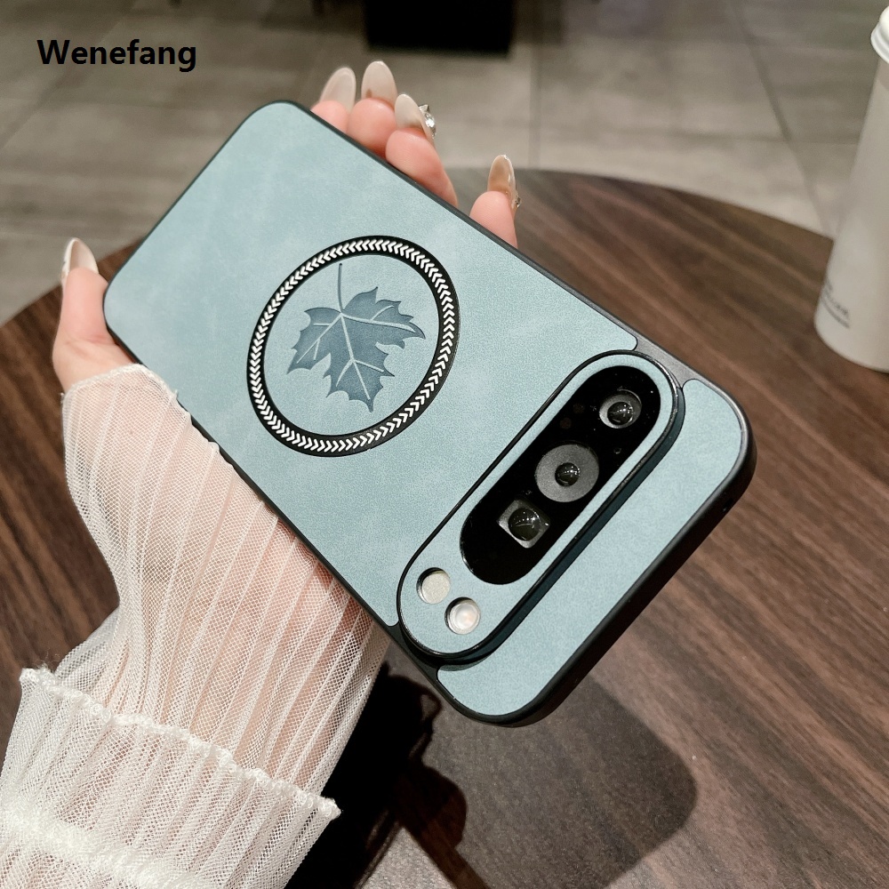 Wenefang Frosted Sensory Soft Leather Magsafe Phone Case For Google Pixel 9 8 A 10 Pro XL Full Frame Nonslip Wireless Charge Bumper Cover