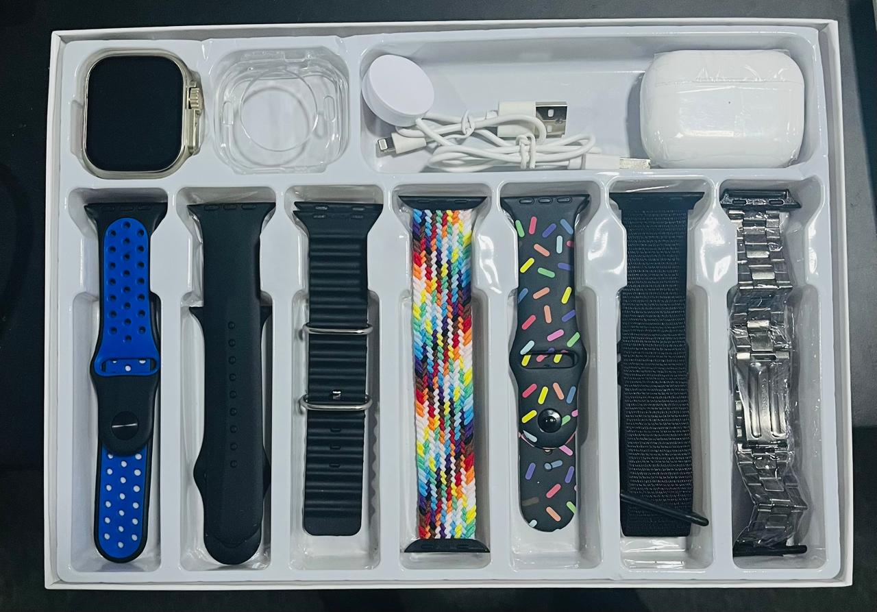Linman HiWatch 49MM i20 Ultra Max Smart Watch + Airpods Pro Ultimate Tech BunFifty percent discount dle for Seamless Connectivity and Superior Sound Experience, Smartwatch
