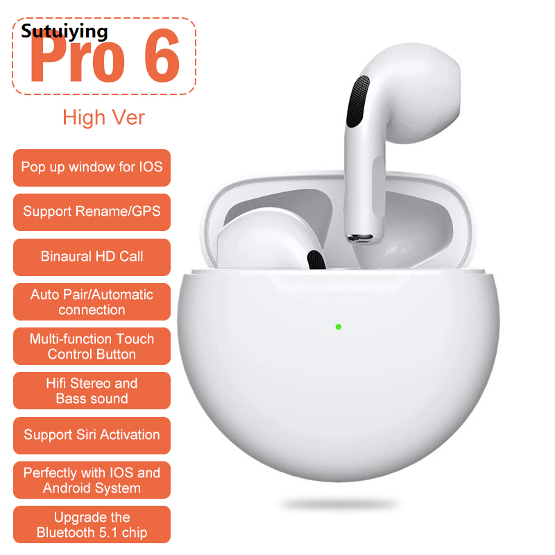 Sutuiying Pro 6 TWS Bluetooth Earphones for iPhone, 【2025 Version】 Wireless Earphones with Microphone