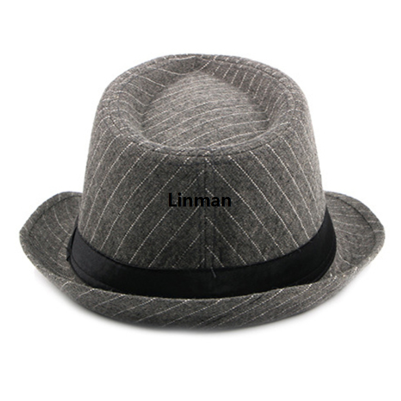 Linman Black Men's fedora hat Timeless Grey Classic British style stSales promotion riped hat Casual Retro derby hat for Formal occasions Vintage
