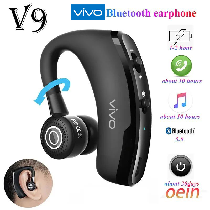 HOT 【COD+Original+Ready stock】New VIVO V9 Earphone Bluetooth 5.2 Long Standby Wireless Headphones Voice Control HiFi Music Earbuds With HD Mic Sports Headset