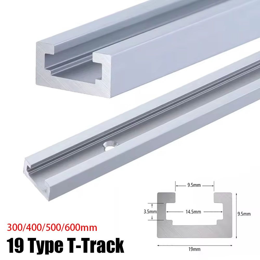 1Pcs New Slide Guide Rail T-Track T Slider Fixture Slot Slide 300-600mm T-Slot Track Aluminium Alloy 19 Type 19x9.5mm Woodworking Bench T Slot