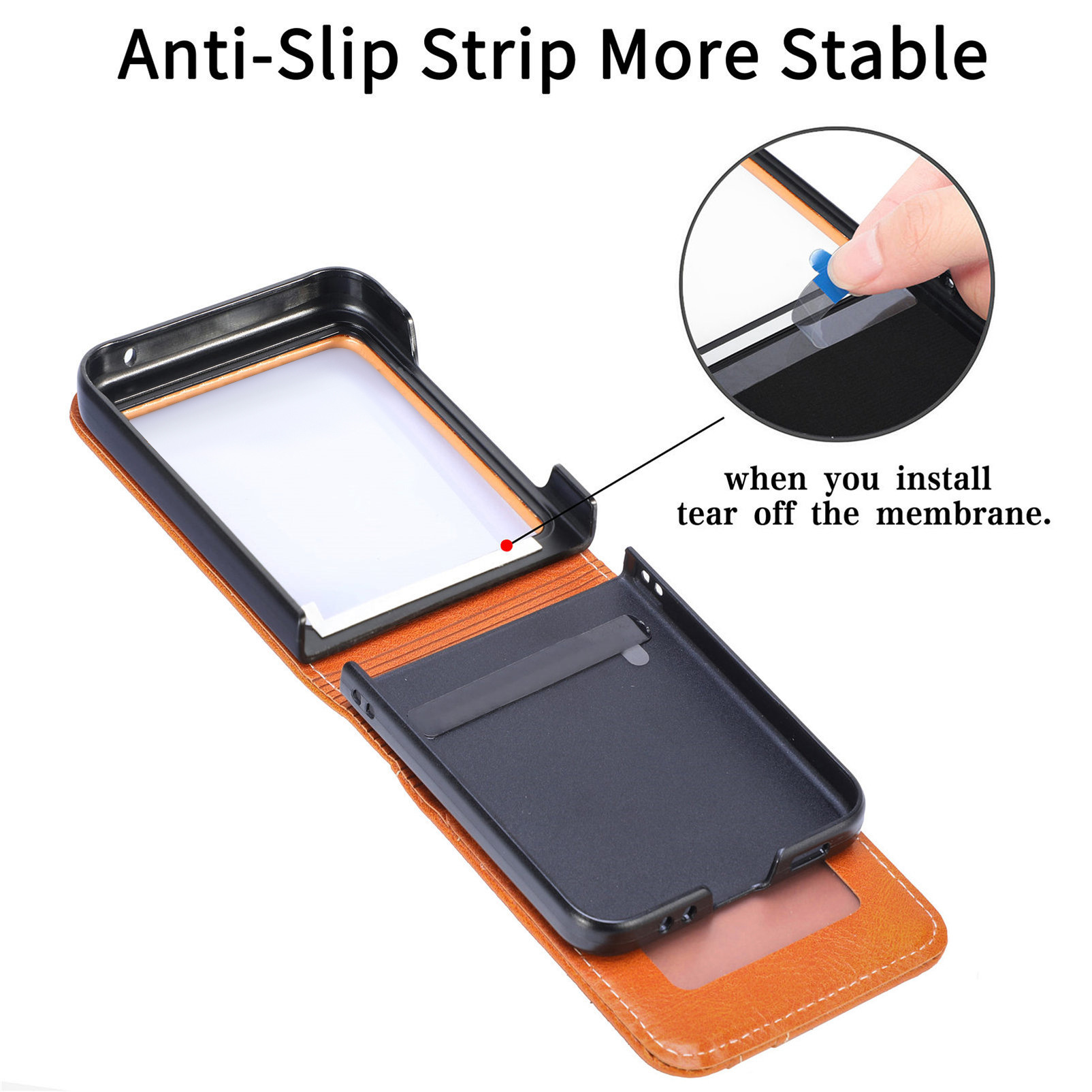 Linman HODON Leather Phone Case for Samsung Galaxy Luxury Z Flip 7 Folding One-piece Card Holder Cover