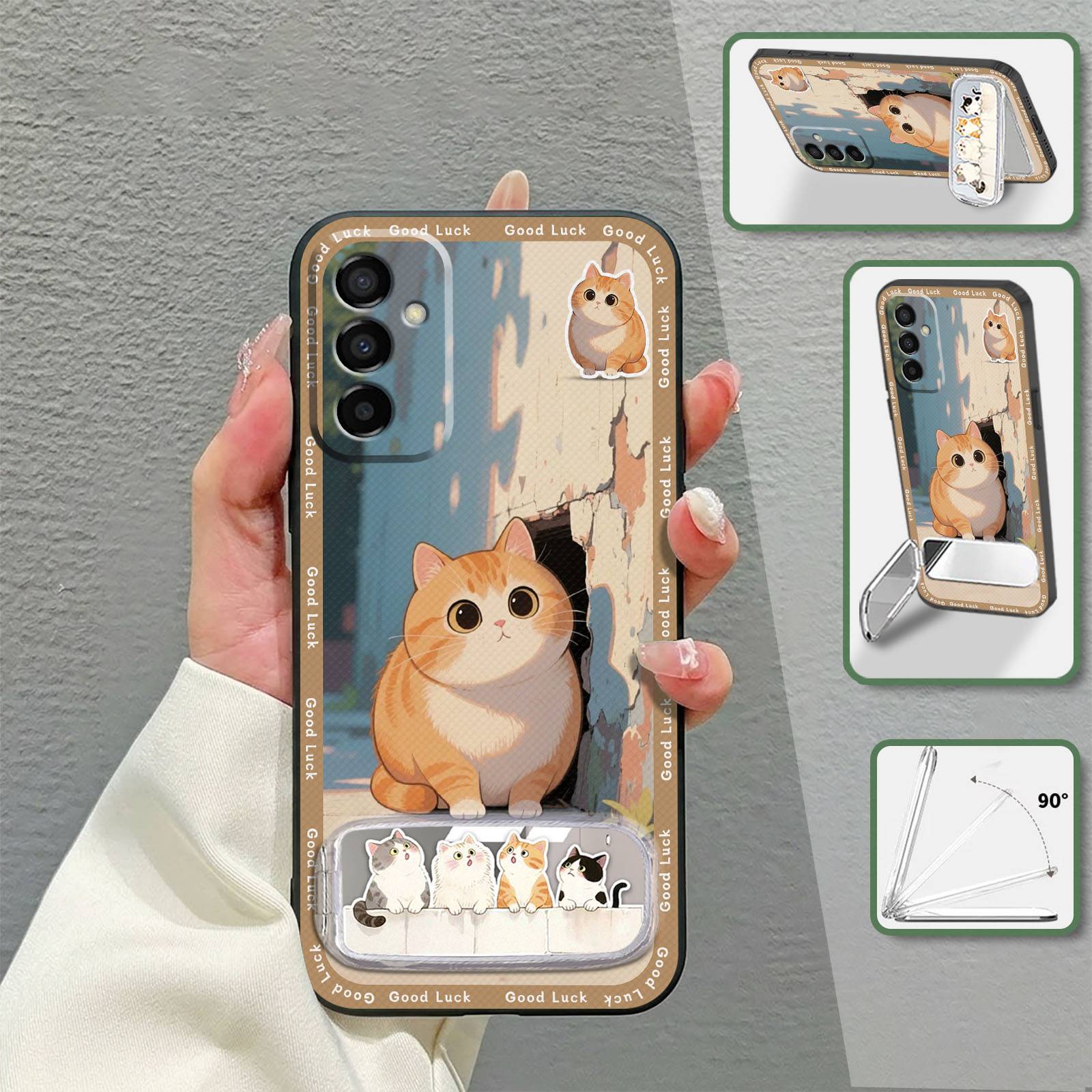 Shockproof TPU Phone Case For Samsung Galaxy M23/SM-M236B/F23 Fashion Design Phone Holder Waterproof Kickstand 3D Mirror