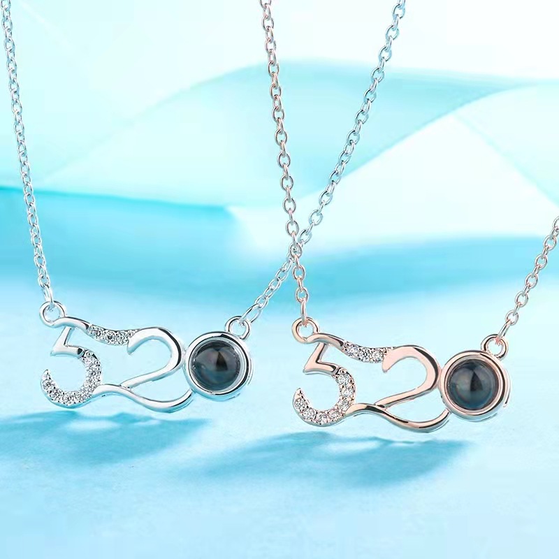 【Top-notch quality】100 I love you 520 projection necklace simple single product direct sales