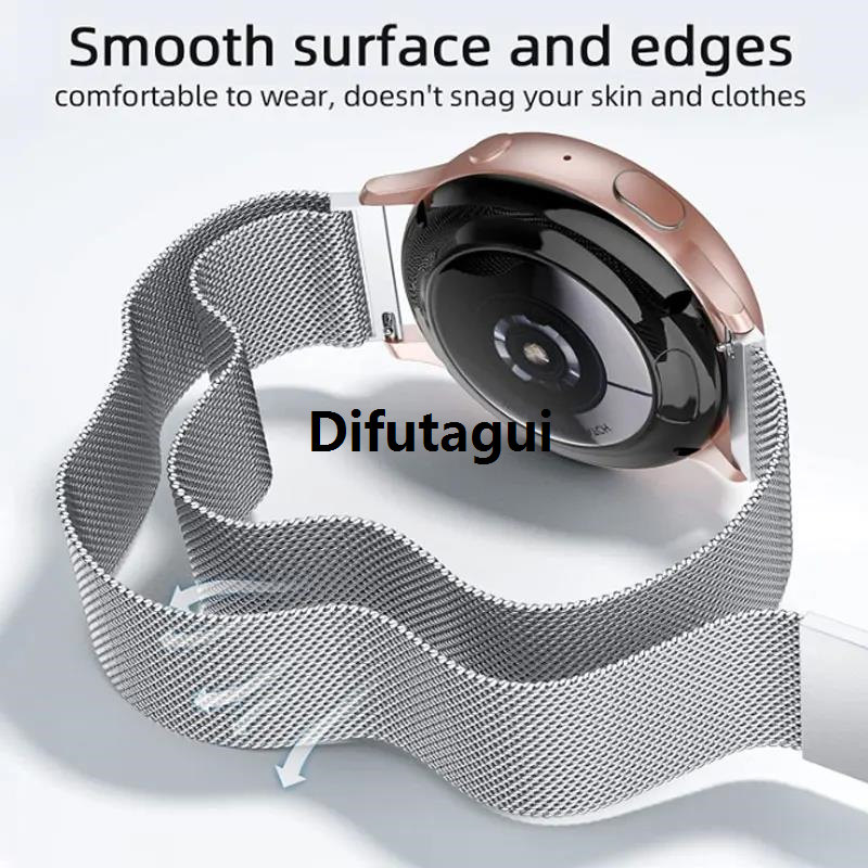 Difutagui Hot Selling 20mm 22mm Milanese Strap for Samsung Galaxy Watch 7 6 5 4 Band Profesional /Watch 5 Pro /Gear S3 Frontier Metal Bracelet HUAWEI GT 2E/3 Band