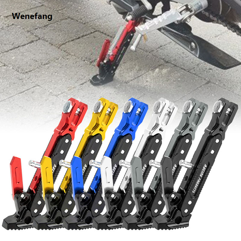 Wenefang Universal Motorcycle Kickstand Side Support Kick Bracket Foot Stand Fashion Adjustable Side Tripod Alloy Motorbike Parking Kickstand
