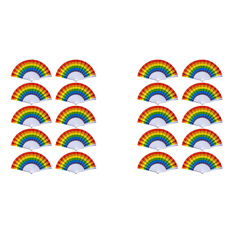 JINMY 2X Rainbow Fan Pride Folding HandHeld Fans Gay Pride Accessories Rainbow Accessories Decorations Pride Month