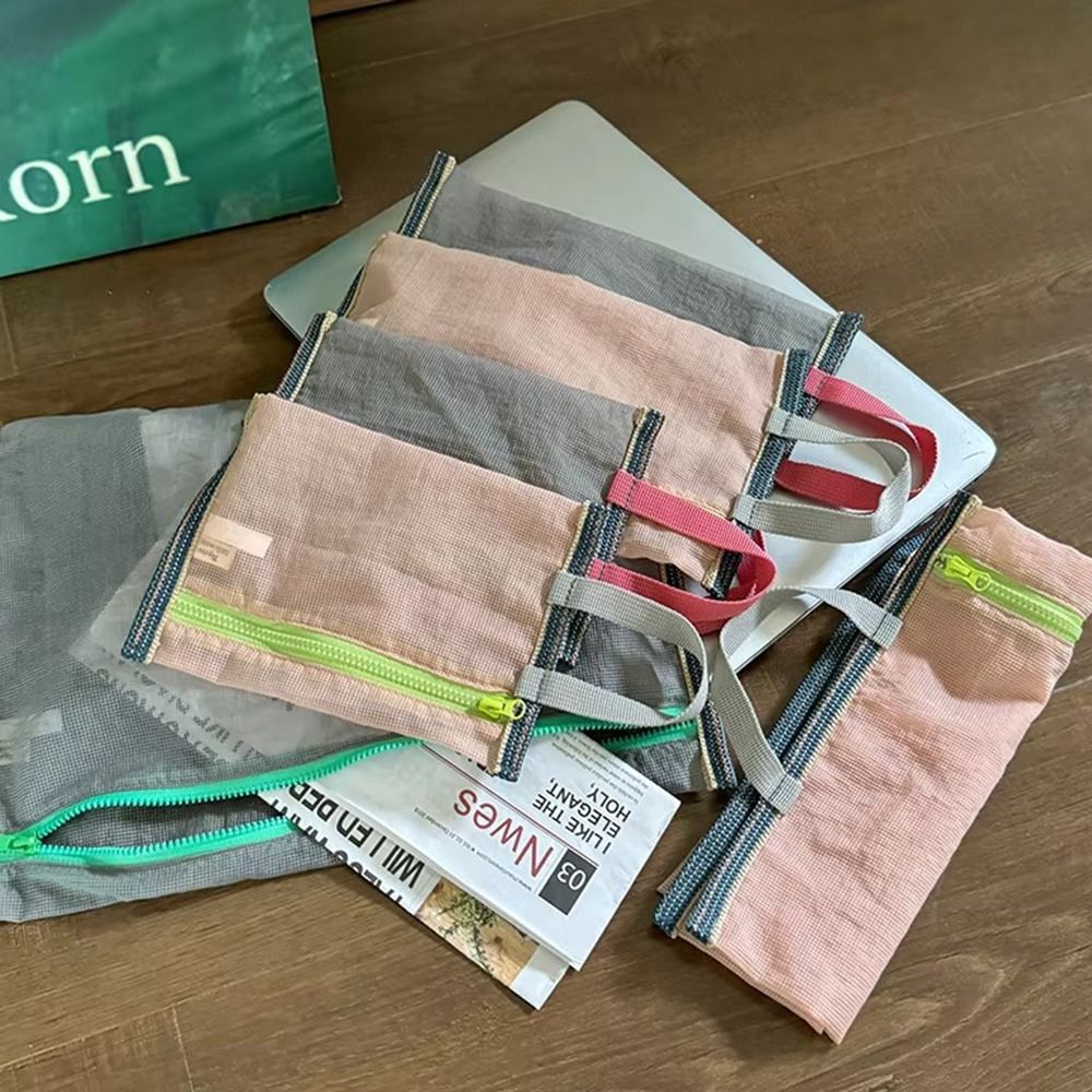New Nylon Translucent Mesh Storage Bag Data Line Storage Water-Resistant ID Bag Multi-Purpose Foldable Travel Ticket Bag