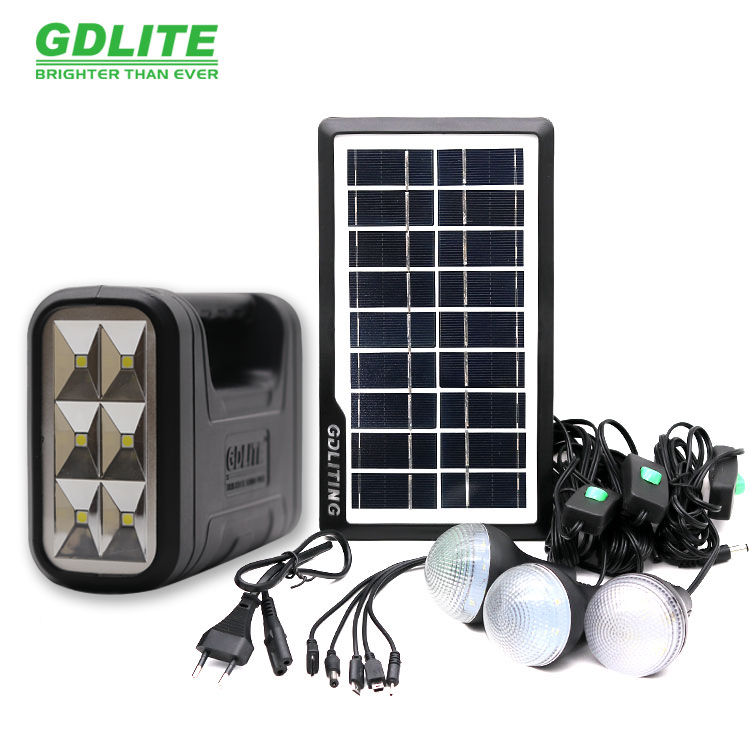 GD8017A High_Quality Rechargeable LED Emergency Lighting Kit - USB & Solar Charging System with LED Bulbs for Home, Outdoor, Camping & Backup Power Supply