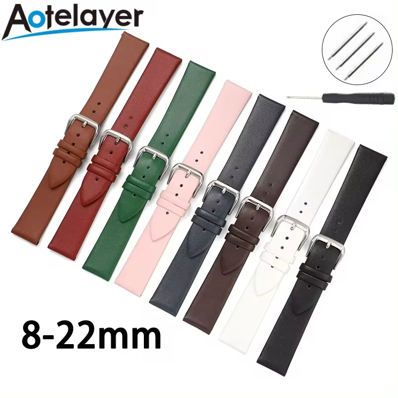 12mm 13mm 14mm 15mm 16mm 17mm 18mm 19mm 20mm 21mm 22mm Ultra Thin Leather Watch Strap Soft Plain Waterproof Universal Wrist Watch Band