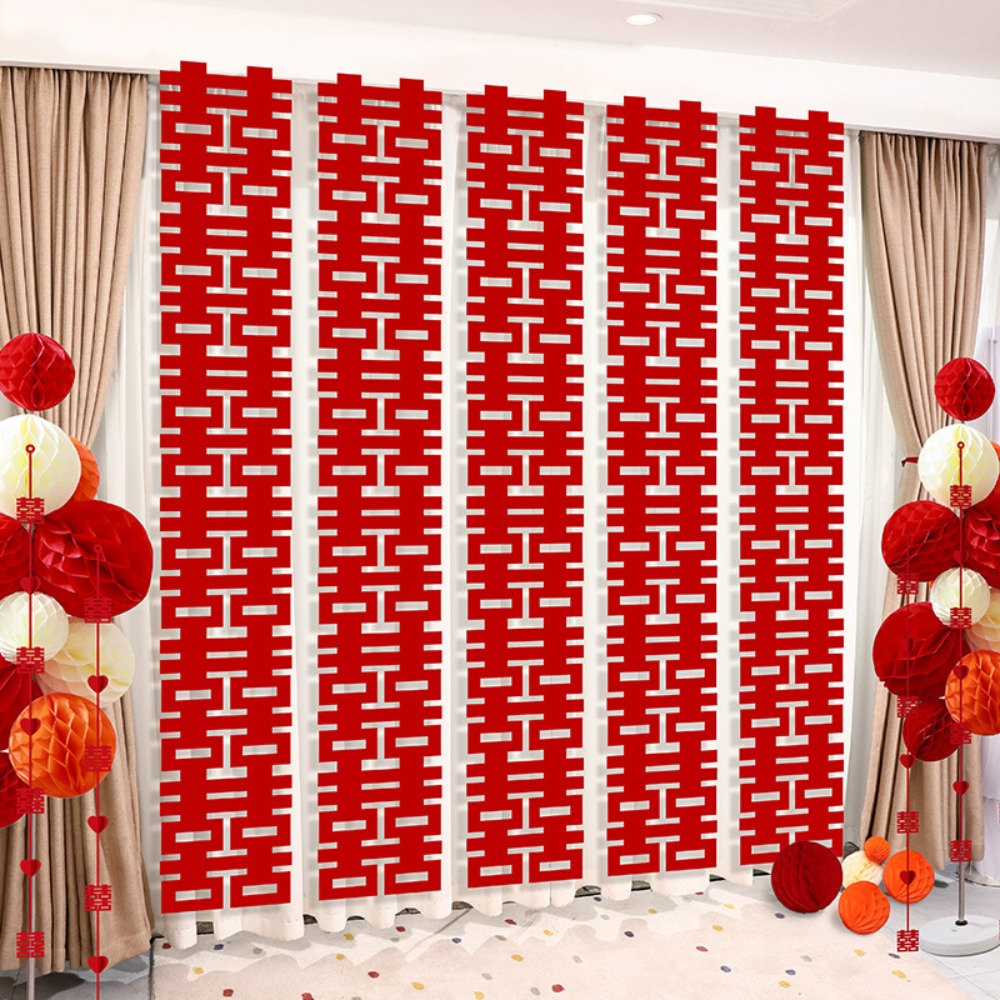 Non-woven Chinese Style Wedding Hanging Flags Traditional DIY Wall Ornament Happy Letter Home Decor Chinese Marriages Hanging Pendant New Year Party Decorations