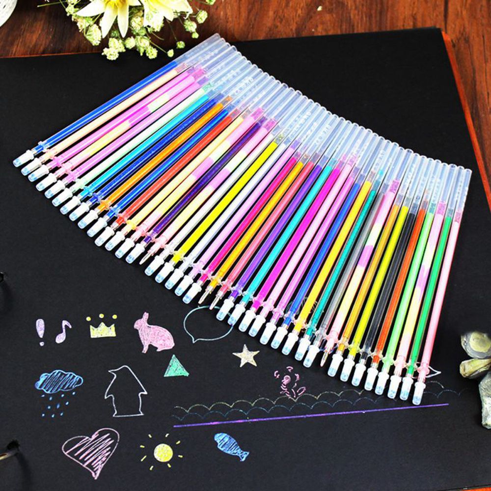 24/36/48PCS Fluorescent Office & School Watercolor Brushes Painting Supplies Refills Marker Pencil Glitter Pen Gel refills
