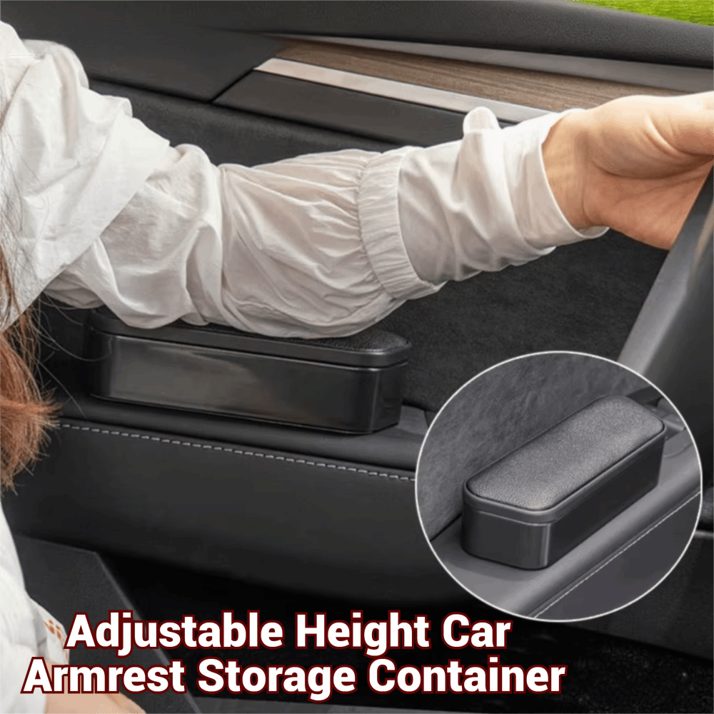 Practical Adjustable Height Car Armrest Storage Container Organizer Universal Extendable Armrest Pad Multifunctional Comfort Car Elbow Rest Box Car Accessories