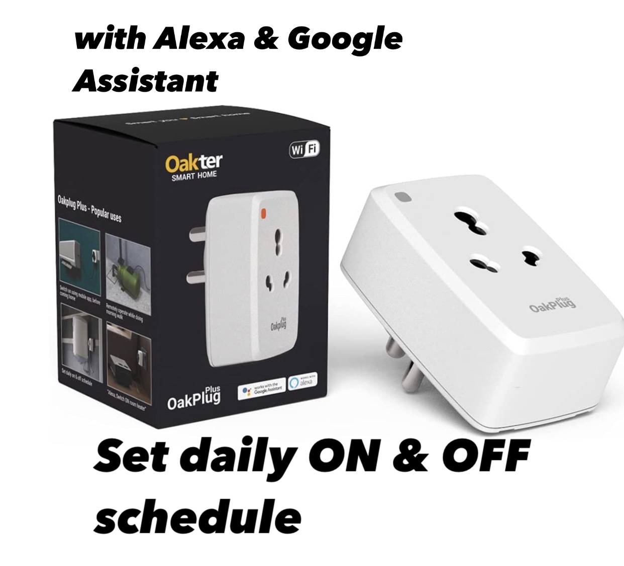 Oakter Wi-Fi Smart Plug 16A for High Power Appliances (AC, Geyser, Motor, etc.) Compatible with Alexa & Google Assistant