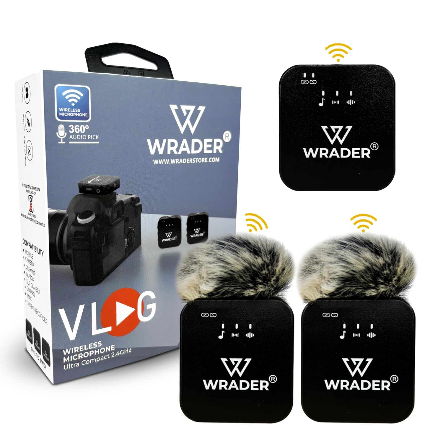 K205 Wireless Microphone with Superior Noise Reduction Muff for Podcast Recording YouTube Live and Vloging for Mobiles DSLR Cameras GoPro PC Laptop iPhone Mic