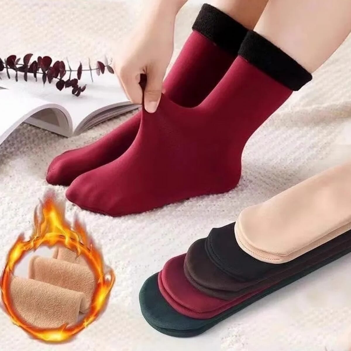Pack Of 2 (1PAIRS) Winter Warm Stylish Velvet Solid Socks For Women By Pihu